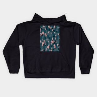 Shades of Dark Green and Blush Pink Smudgy Brush Strokes Kids Hoodie